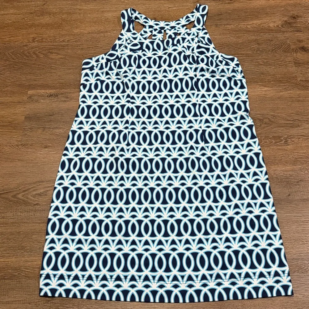 Lulu-B Navy & Light Blue Geometric Tank Dress - Picture 2 of 6